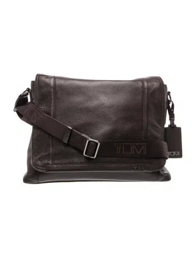 Pre-owned Tumi Leather Messenger Bag In Black
