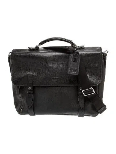 Pre-owned Tumi Leather Messenger Bag In Black