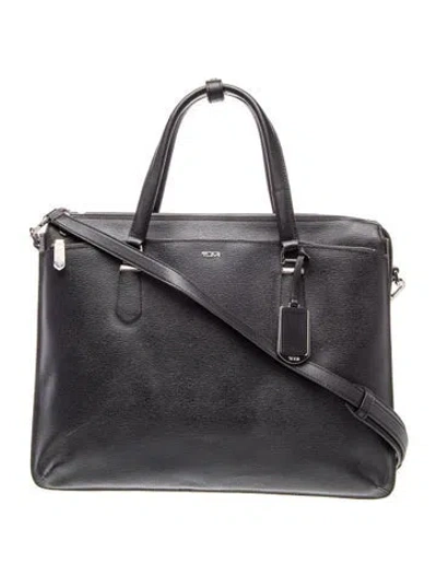 Pre-owned Tumi Leather Messenger Bag In Black