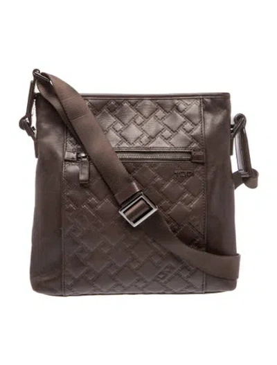 Pre-owned Tumi Leather Messenger Bag In Gray