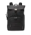 Tumi Womens Espresso Brown Bombe Osborn Roll Top Leather Backpack In Black