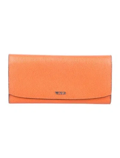 Pre-owned Tumi Leather Printed Continental Wallet In Orange