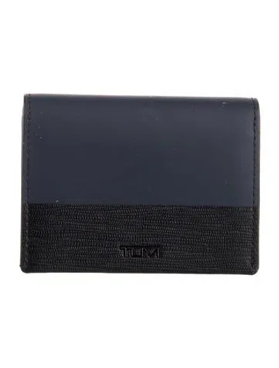 Pre-owned Tumi Leather Printed Wallet In Black/blue