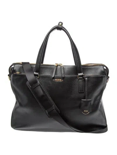 Pre-owned Tumi Leather Shoulder Bag In Black