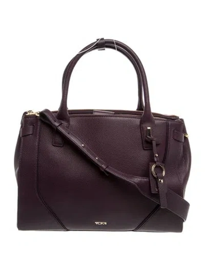 Pre-owned Tumi Leather Top Handle Bag In Purple