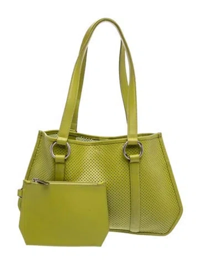 Pre-owned Tumi Leather Tote In Green