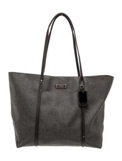 Pre-owned Tumi Leather Tote In Grey