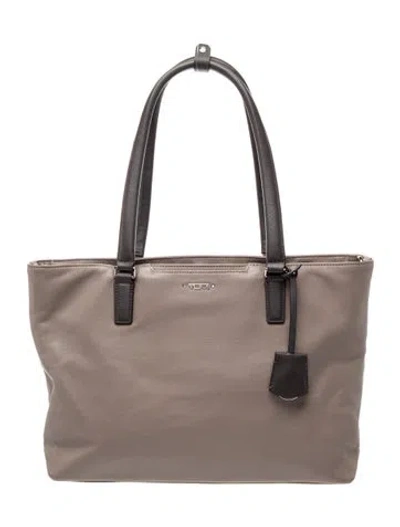 Pre-owned Tumi Leather Tote In Grey