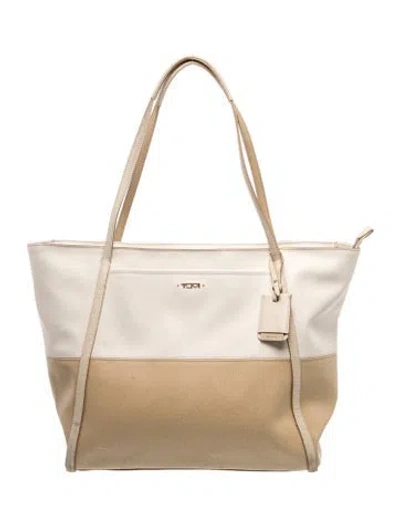 Pre-owned Tumi Leather Tote In Neutrals