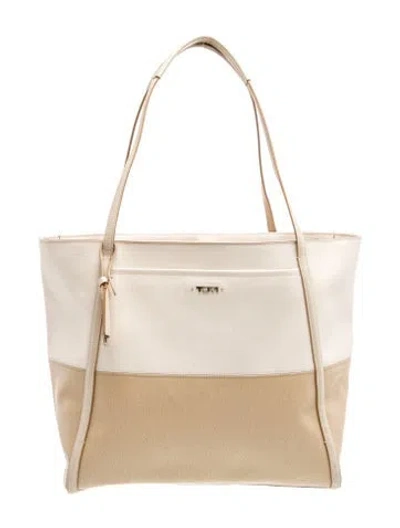 Pre-owned Tumi Leather Tote In Neutrals