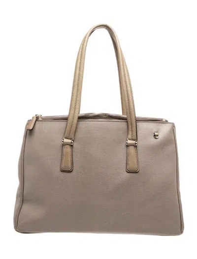 Pre-owned Tumi Leather Tote In Neutrals