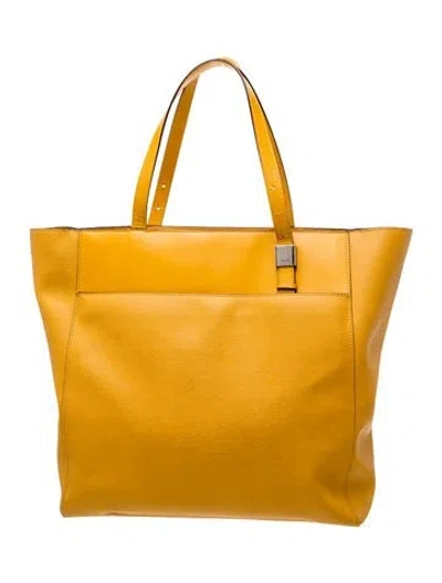 Pre-owned Tumi Leather Tote In Yellow