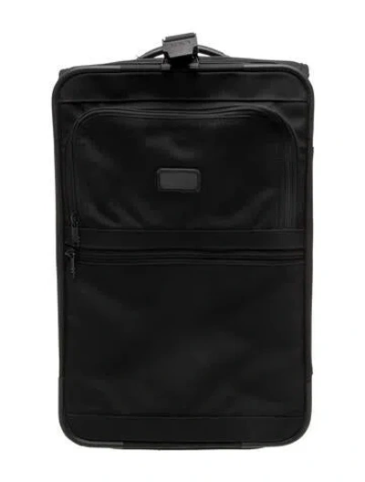 Pre-owned Tumi Leather Trim Canvas Suitcase In Black