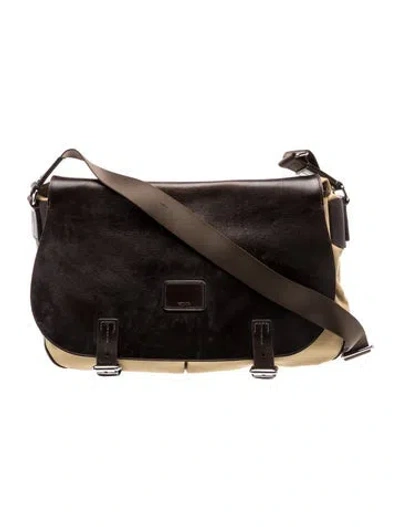 Pre-owned Tumi Leather Trim Carry On In Neutral