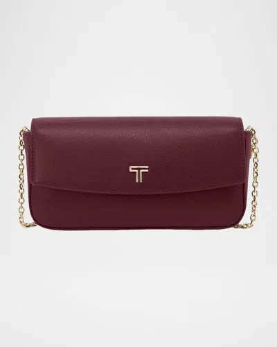 Tumi Leather Wallet On Chain Crossbody In Burgundy