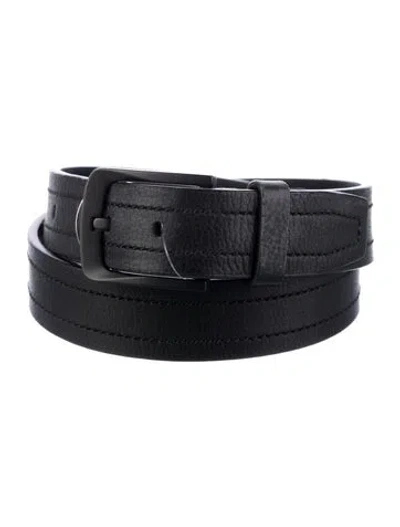 Pre-owned Tumi Leather Whipstitch Trim Belt In Black