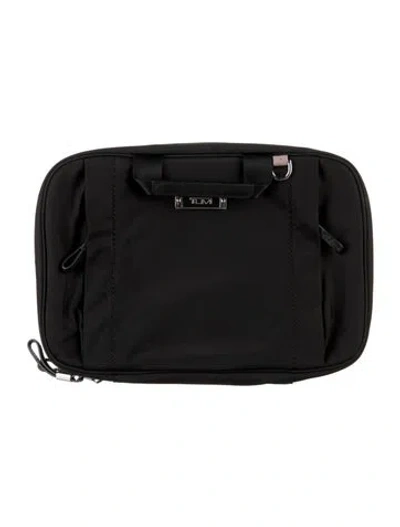 Pre-owned Tumi Logo Accent Zip Closure Cosmetic Bag In Black