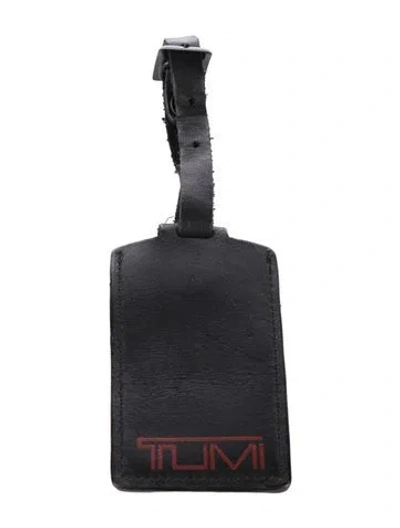 Pre-owned Tumi Logo Leather Luggage Tag In Black