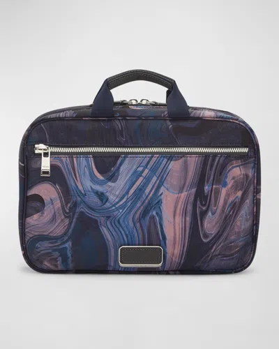 Tumi Madeline Multicolor Cosmetic Bag In Navy Liquid Print