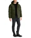 Shop Tumi Men's Asymmetrical Zip Premium Down Fill Heavyweight Puffer In Olive