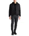Tumi Men's Quilted Mixed-media Full-zip Hooded Jacket In Black