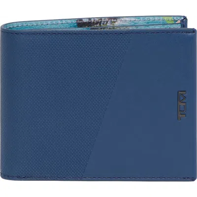 Tumi Nassau Global Double Bifold Leather Wallet In Baltic/ Print