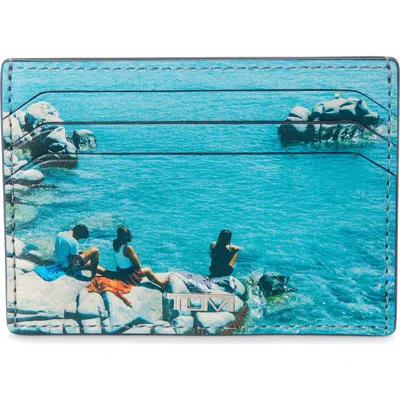 Tumi Nassau Slim Leather Card Case In Blue
