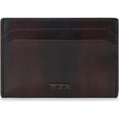 Tumi Nassau Slim Leather Card Case In Burgundy