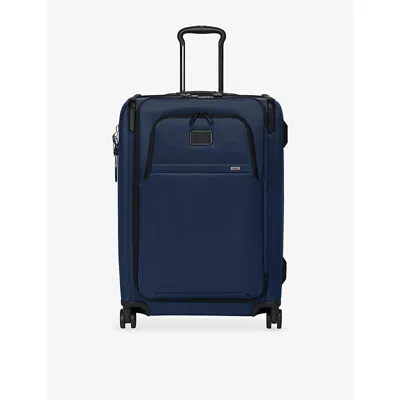 Tumi Navy Alpha Medium Dual Access Expandable Checked Suitcase 66cm In Orange