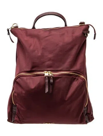 Pre-owned Tumi Nylon Backpack In Burgundy