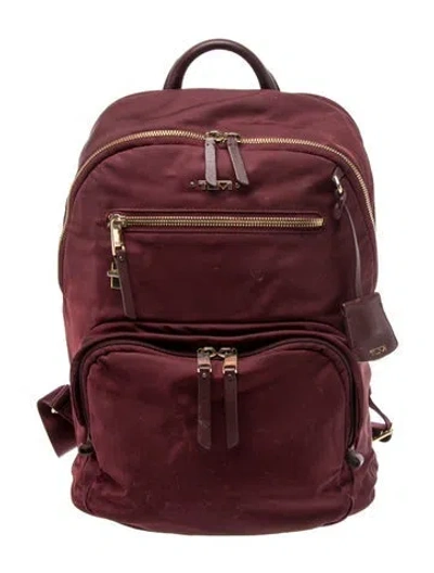 Pre-owned Tumi Nylon Backpack In Burgundy