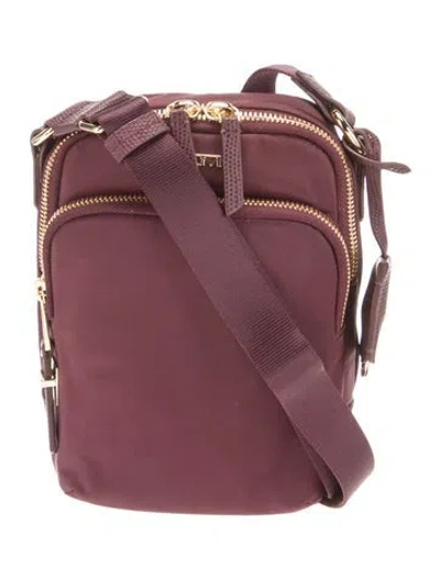 Pre-owned Tumi Nylon Bucket Bag In Burgundy
