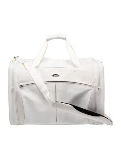 Pre-owned Tumi Nylon Leather-trimmed Travel Bag In White