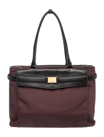 Pre-owned Tumi Nylon Tote In Burgundy
