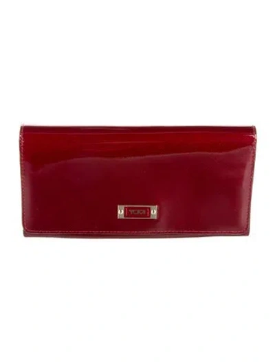 Pre-owned Tumi Patent Leather Continental Wallet In Red