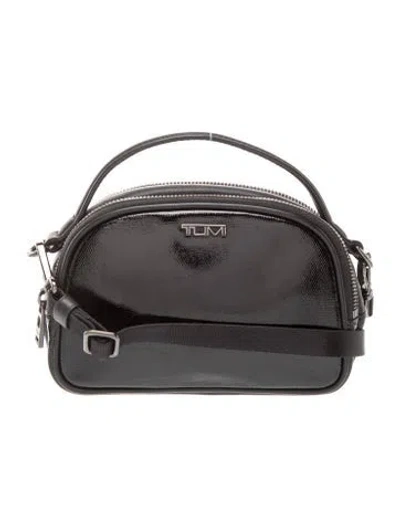Pre-owned Tumi Patent Leather Crossbody Bag In Gray