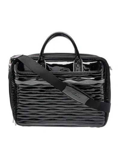Pre-owned Tumi Patent Leather Top Handle Bag In Black