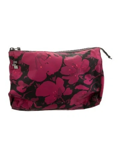 Pre-owned Tumi Pattern Print Nylon Cosmetic Bag In Burgundy