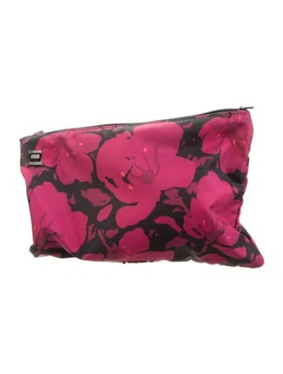 Pre-owned Tumi Pattern Print Nylon Cosmetic Bag In Burgundy