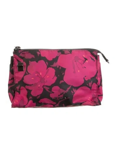 Pre-owned Tumi Pattern Print Nylon Cosmetic Bag In Purple