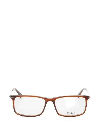 Tumi Rectangle-frame Glasses In Brown