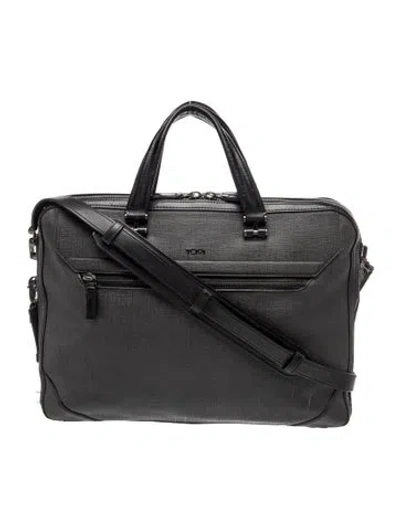Pre-owned Tumi Saffiano Leather Carry On Luggage In Black