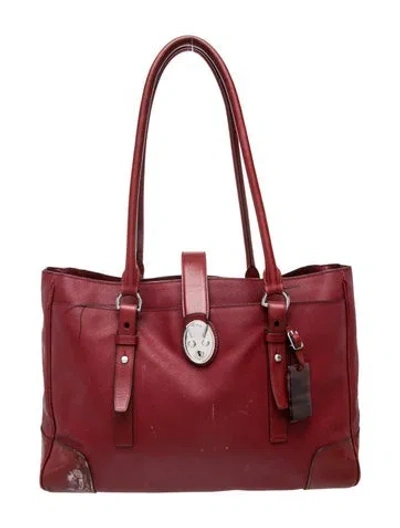 Pre-owned Tumi Saffiano Leather Shoulder Bag In Burgundy