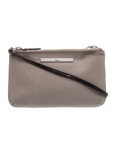 Pre-owned Tumi Saffiano Leather Shoulder Bag In Gray