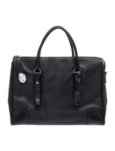 Pre-owned Tumi Saffiano Leather Top Handle Bag In Black