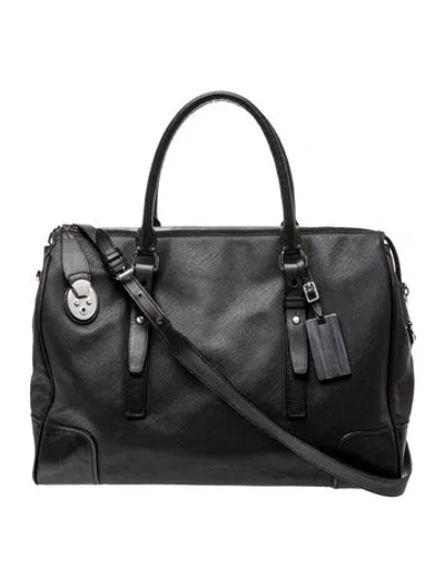 Pre-owned Tumi Saffiano Leather Top Handle Bag In Black