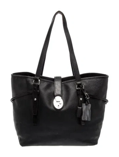 Pre-owned Tumi Saffiano Leather Tote In Black