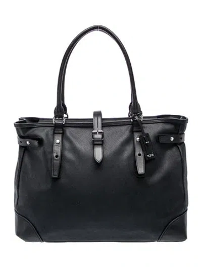 Pre-owned Tumi Saffiano Leather Tote In Black