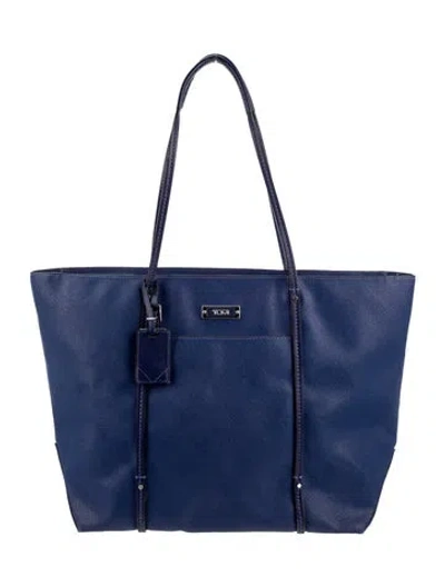 Pre-owned Tumi Saffiano Leather Tote In Blue