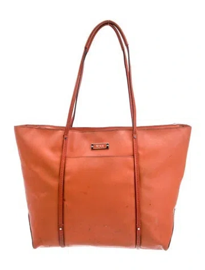 Pre-owned Tumi Saffiano Leather Tote In Brown